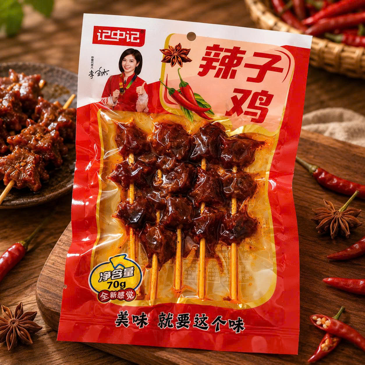 Thịt gà xiên que cay