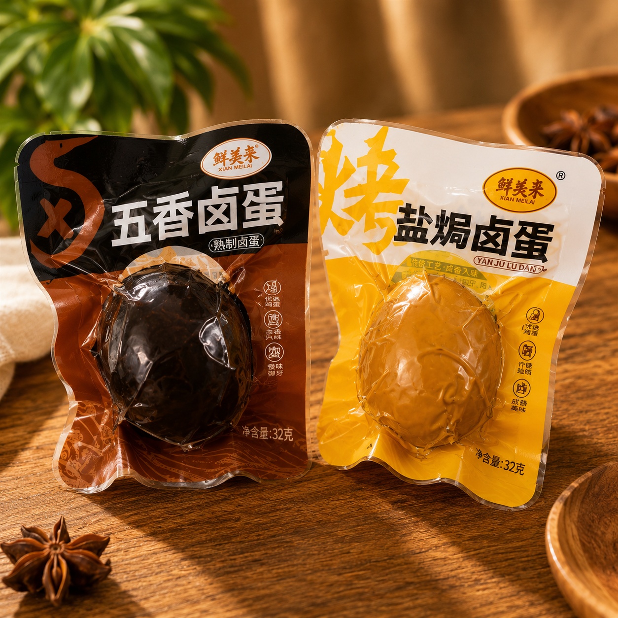 Trứng gà ủ muối. xì dầu