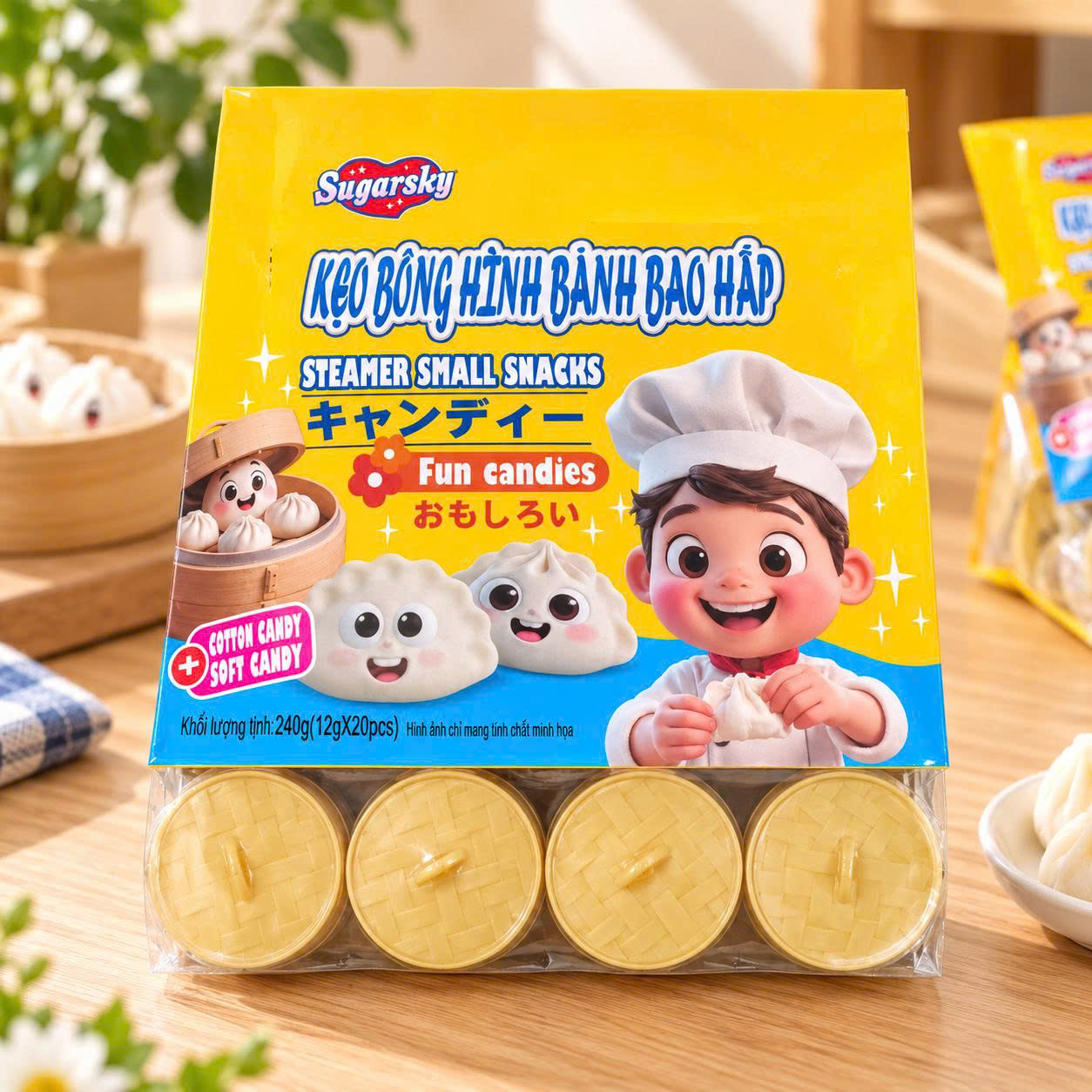 Kẹo bông hình bánh bao (1 lốc 20cái )