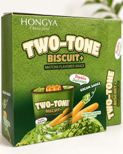 Hộp 12 hũ Bánh chấm ly Double kem vị Matcha two-tone