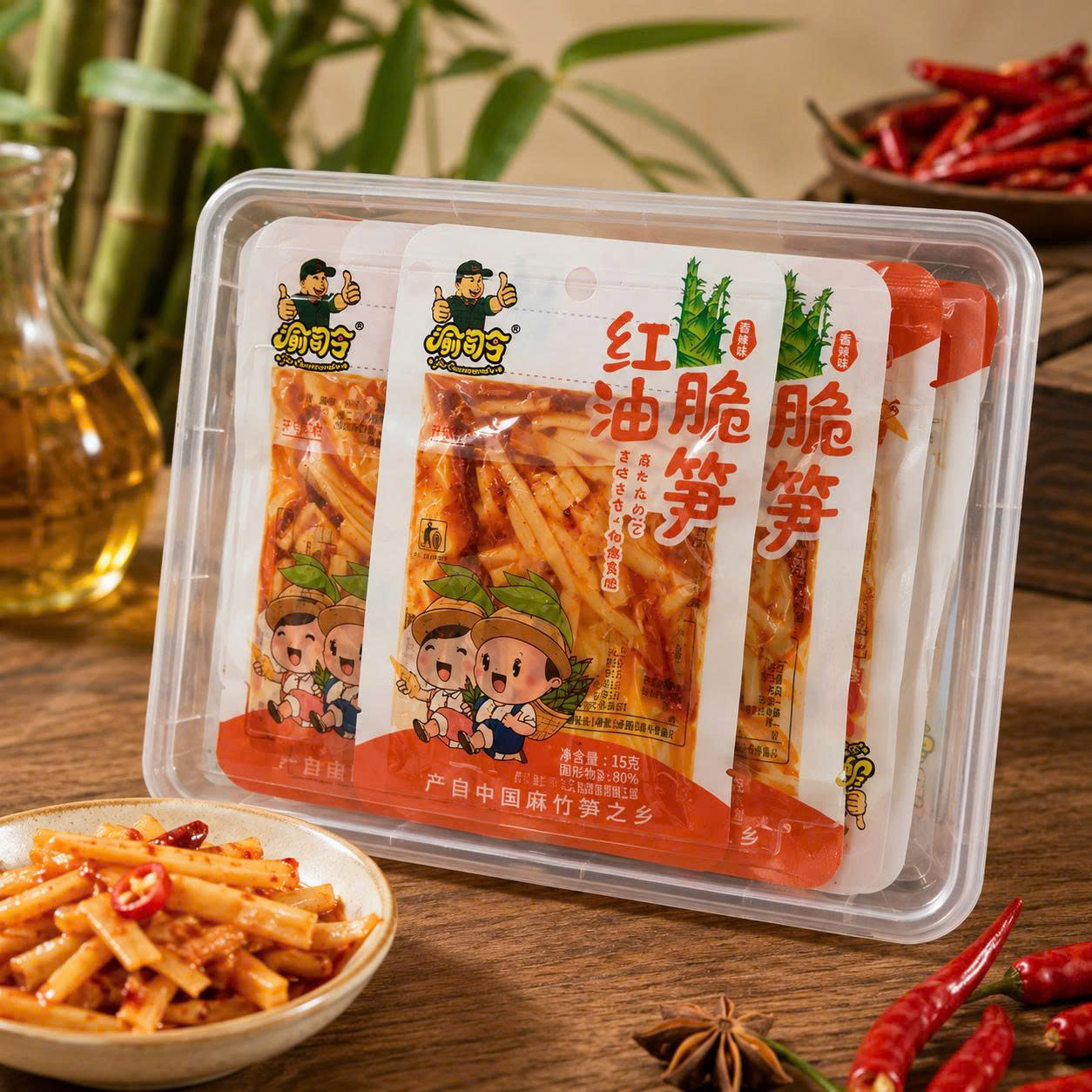 Hộp 50 gói Măng giòn Tứ Xuyên