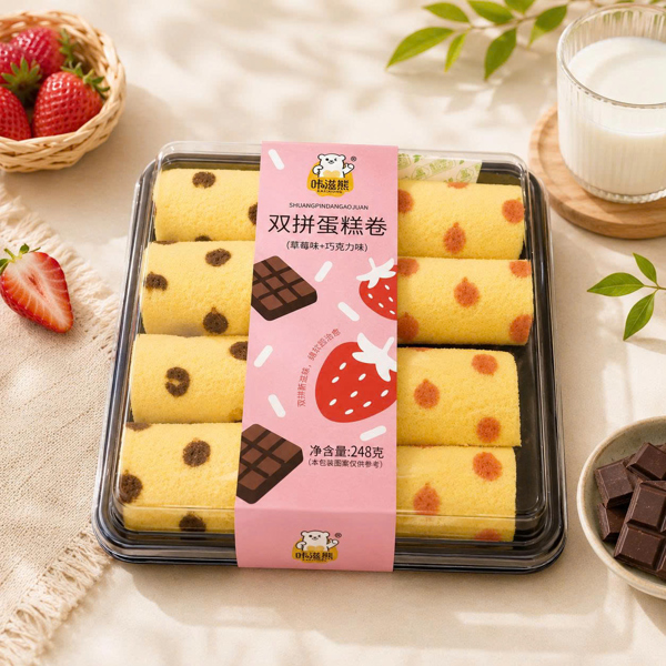 Bánh cuộn da hổ socola-dâu